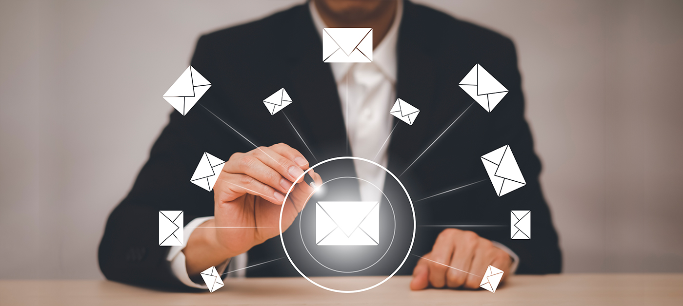 Email marketing tool enhances field service businesses - a man touching a virtual email